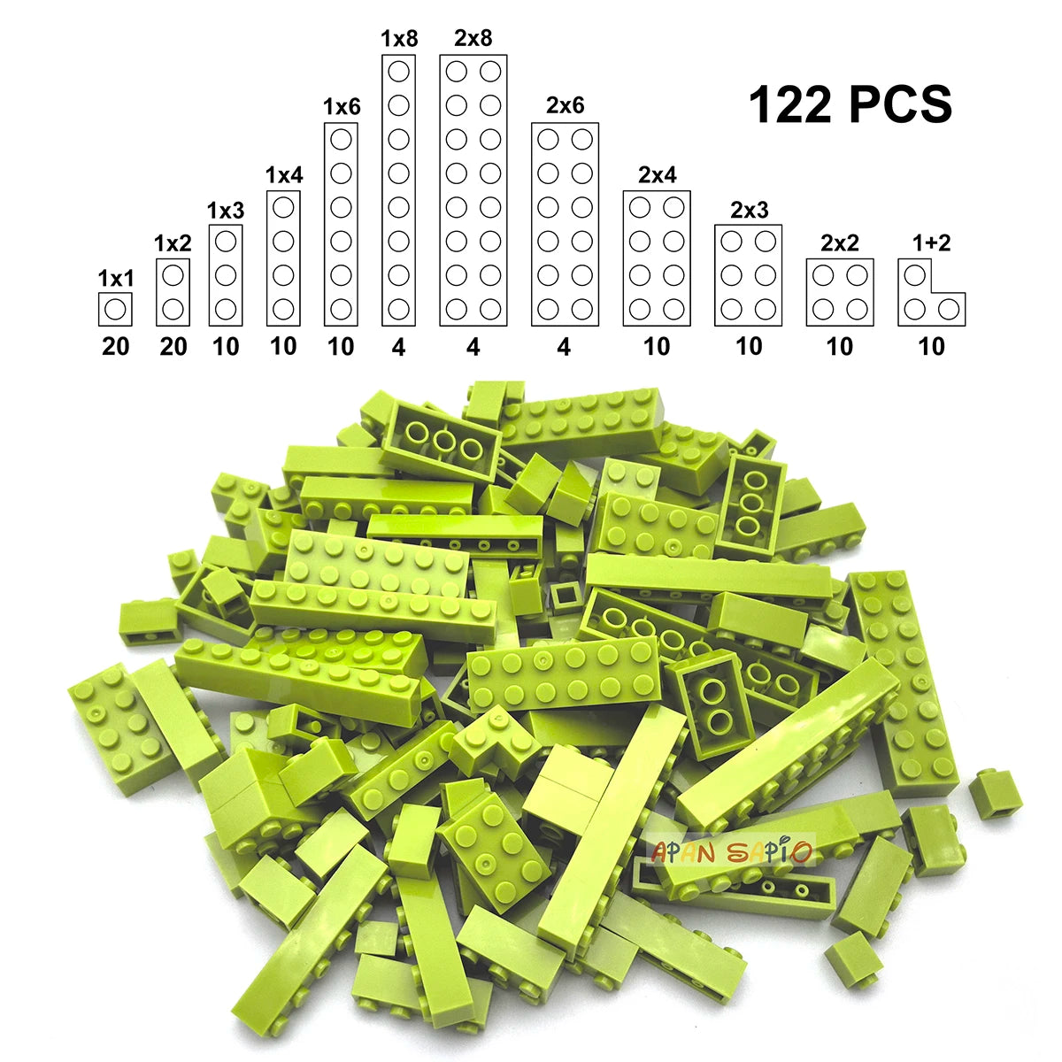 122 pièces figurines épaisses briques 12 tailles bricolage blocs de construction éducatif taille créative Compatible avec 3001 jouets en plastique pour les enfants