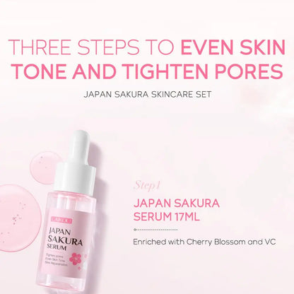 Coffret de soins pour le visage Crème nettoyante Sakura Essence Tonique hydratant blanchissant et anti-âge Crème pour les yeux Sérum pour le visage Soins de la peau pour les yeux