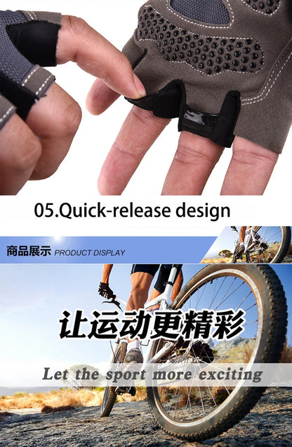 Gants de vélo pour hommes et femmes, demi-doigt, de gymnastique, mitaines respirantes et antidérapantes, pour Fitness, entraînement sportif