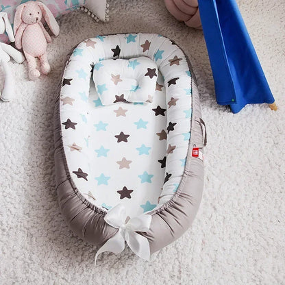 Lit de voyage pour bébé en bas âge, berceau en coton pour nouveau-né, berceau pare-chocs, nouveau lit nid de bébé 85x50cm avec oreiller, berceau Portable