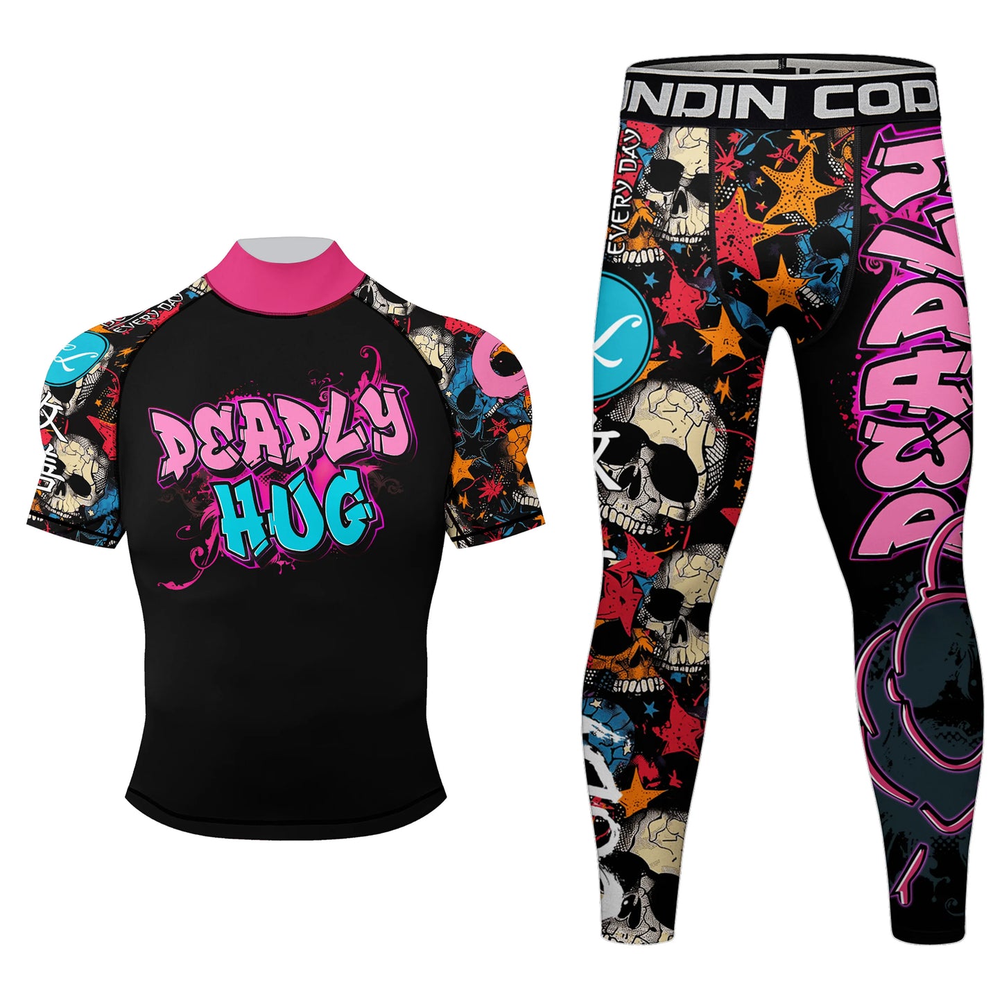 Cody Lundin nouveaux modèles personnalisés manches courtes Polyester extensible éruptions cutanées Shorts MMA BJJ ensembles avec ceinture en caoutchouc
