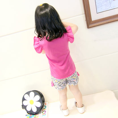 Nouveau bébé filles vêtements ensembles été enfants t-shirts hauts + pantalons courts vêtements costume enfant en bas âge fille sucette imprimé ensembles de vêtements pour bébés
