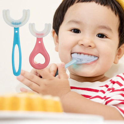 Brosse à dents en Silicone pour bébé, 360 degrés, en forme de U, anneaux de dentition, brosse pour bébé, soins buccaux, nettoyage