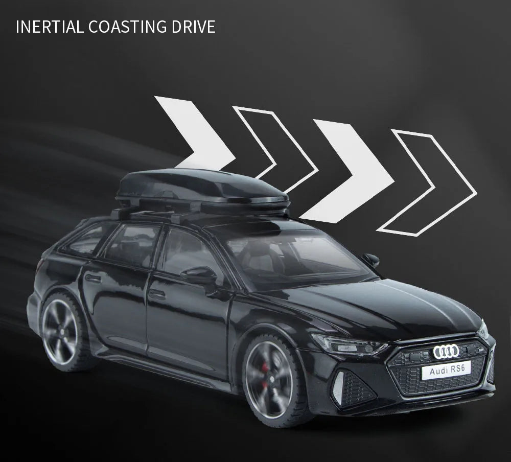 Modèle de voiture jouet Audi RS6 avec son et lumière, portes ouvertes en alliage moulé sous pression, jouet de Collection pour garçon et adulte, cadeau de Festival, 1/32