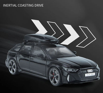 Modèle de voiture jouet Audi RS6 avec son et lumière, portes ouvertes en alliage moulé sous pression, jouet de Collection pour garçon et adulte, cadeau de Festival, 1/32