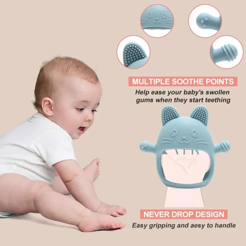 Gants de dentition en Silicone pour bébé, 1 pièce, jouet sans BPA, mignon en forme d'animal, jouets molaires de dentition pour nourrissons, soins dentaires, articles pour nouveau-nés