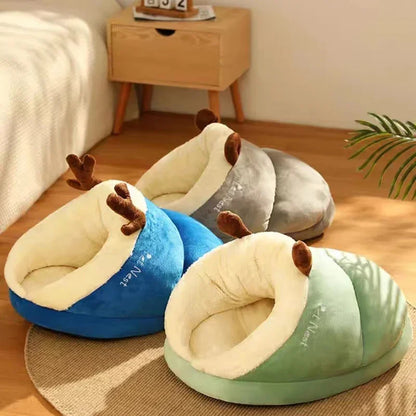 Chaud petit chien chenil lit respirant chien maison mignon pantoufles en forme de lit pour chien chat sac de couchage pliable lavable maison pour animaux de compagnie