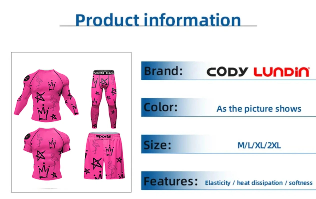 Survêtement pour hommes MMA No Gi Rashguard Jiu Jitsu T-shirt + pantalon maillots de boxe ensemble BJJ Muay Thai Shorts Compression Legging Sportsuit