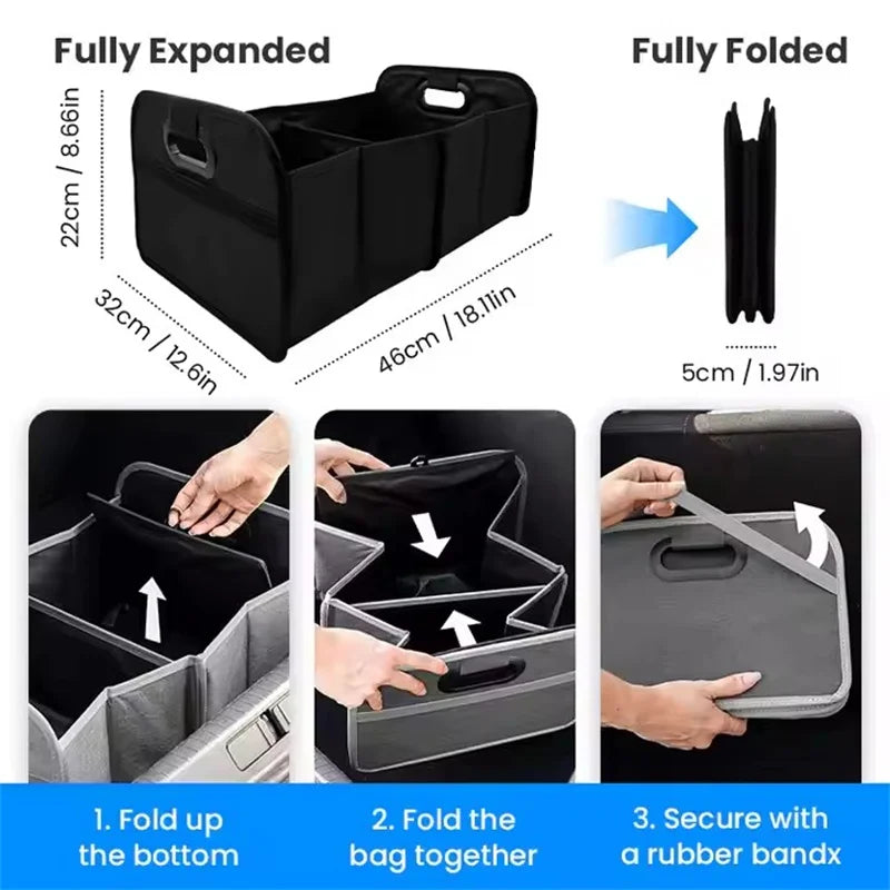 Grande boîte de rangement pliable pour coffre, conteneur de rangement pour SUV Extra épais de grande capacité avec plusieurs poches pour voiture SUV Minivan 1 pièce