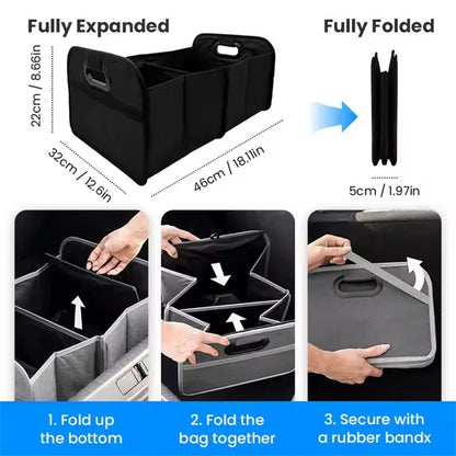 Grande boîte de rangement pliable pour coffre, conteneur de rangement pour SUV Extra épais de grande capacité avec plusieurs poches pour voiture SUV Minivan 1 pièce