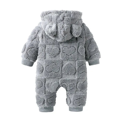 Dessin animé bébé vêtements garçon barboteuse à manches longues arctique velours à capuche bébé fille barboteuse hiver chaud nouveau-né vêtements 0-18 mois