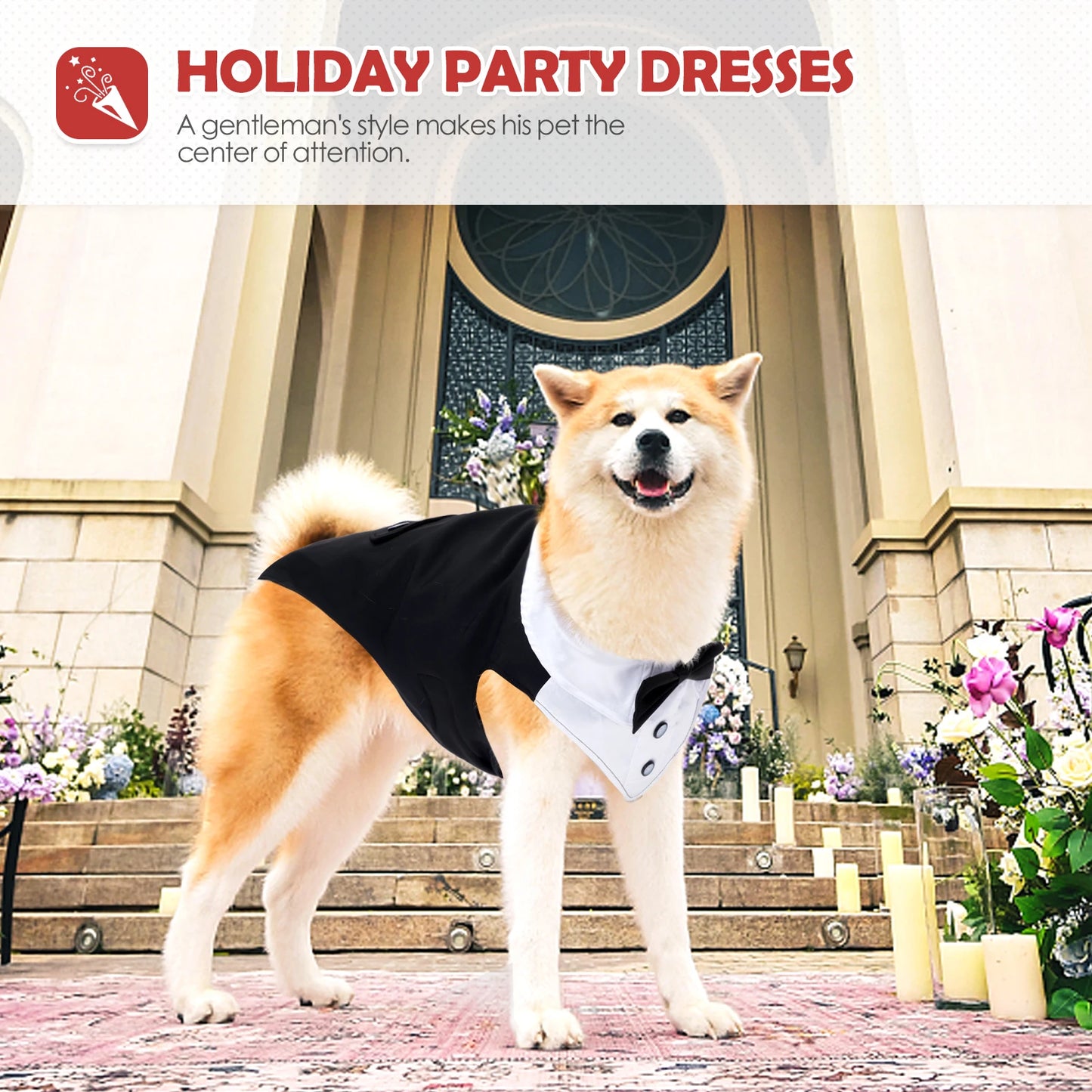 Costume de smoking pour chien, chemise à nœud papillon de mariage pour chien Prince, tenue de mariage formelle pour chiens de grande et moyenne taille, Golden Retriever Samo