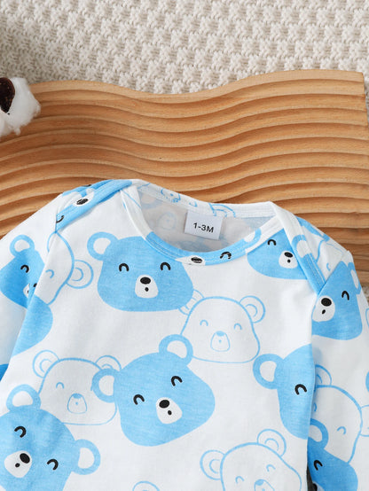 Ensemble de Vêtements pour Bébé Garçon de 0 à 9 Mois, Tenue à Manches sulf, Pantalon, Chapeau et Chaussettes, 4 Pièces/Ensemble, Printemps Automne
