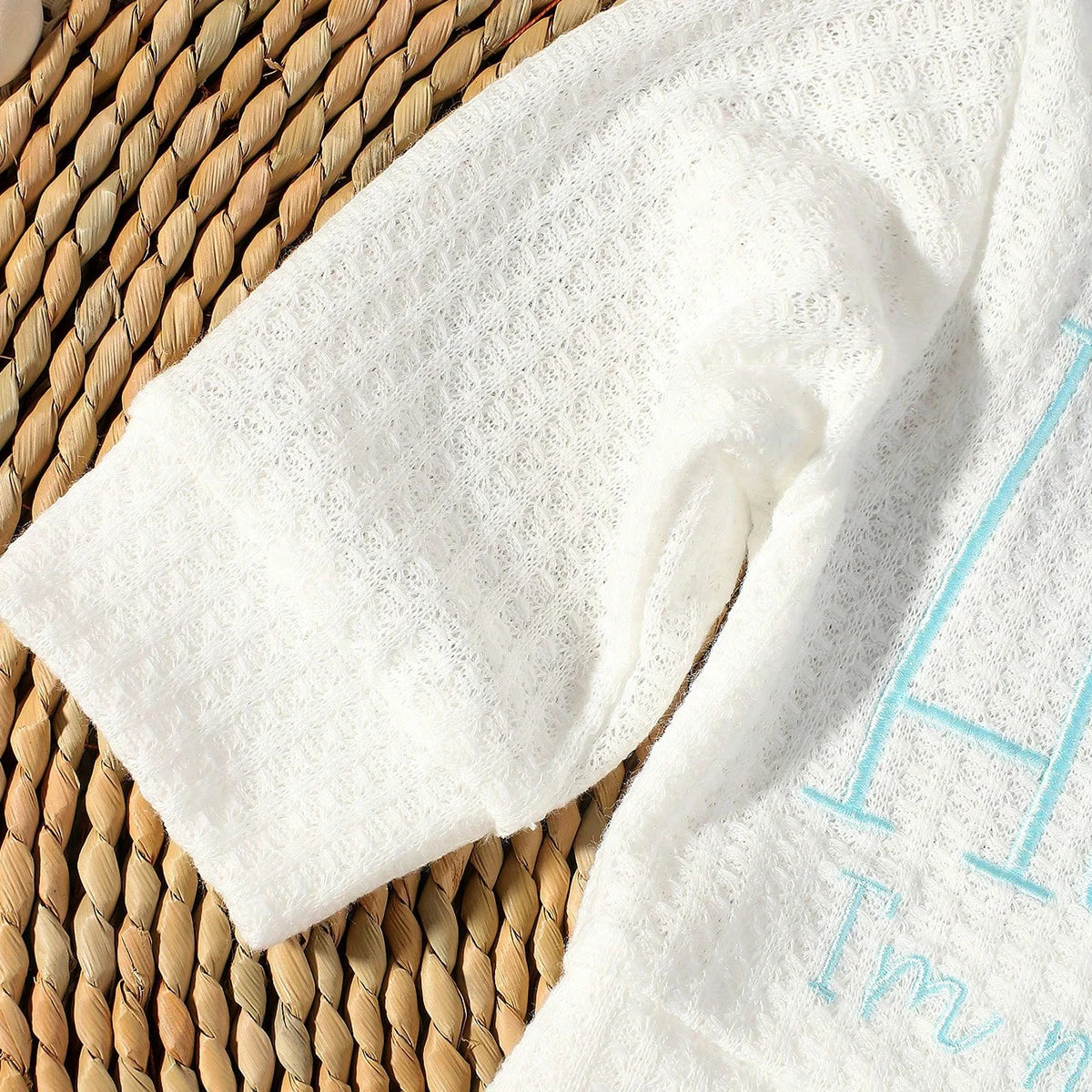 Ylsteed "bonjour" broderie nouveau-né photographie accessoires infantile barboteuse combinaison avec chapeau à nœud bébé à la maison tenue bébé Photo cadeau