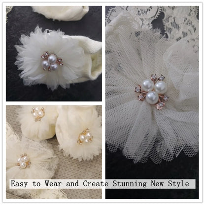 Ensemble de chaussettes et bandeau pour bébé, jolis nœuds en perles, chaussettes antidérapantes en coton, dentelle fleur, bandeau pour nouveau-né, Turban, accessoires pour cheveux de fille