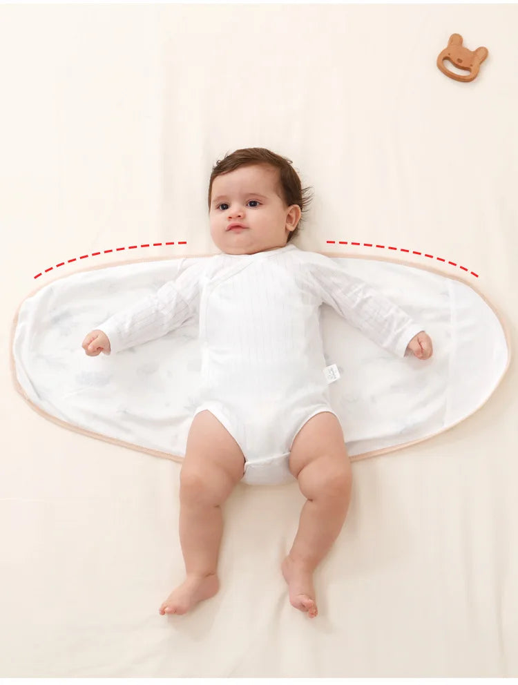 Couverture d'emmaillotage pour bébé de 0 à 6 mois, sangle pour protéger le ventre, couverture de couchage pour nouveau-né, style fin pour l'été