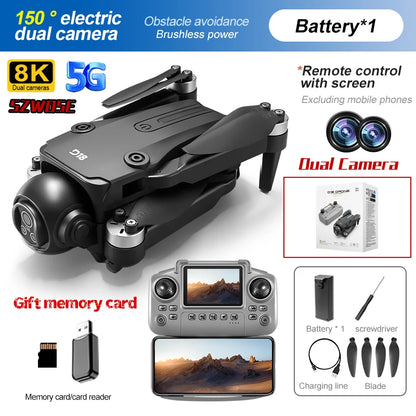 Drone de contrôle d'écran D18, moteur sans balais, quatre côtés d'évitement d'obstacles, flux optique 5G WiFi FPV, avion de photographie aérienne