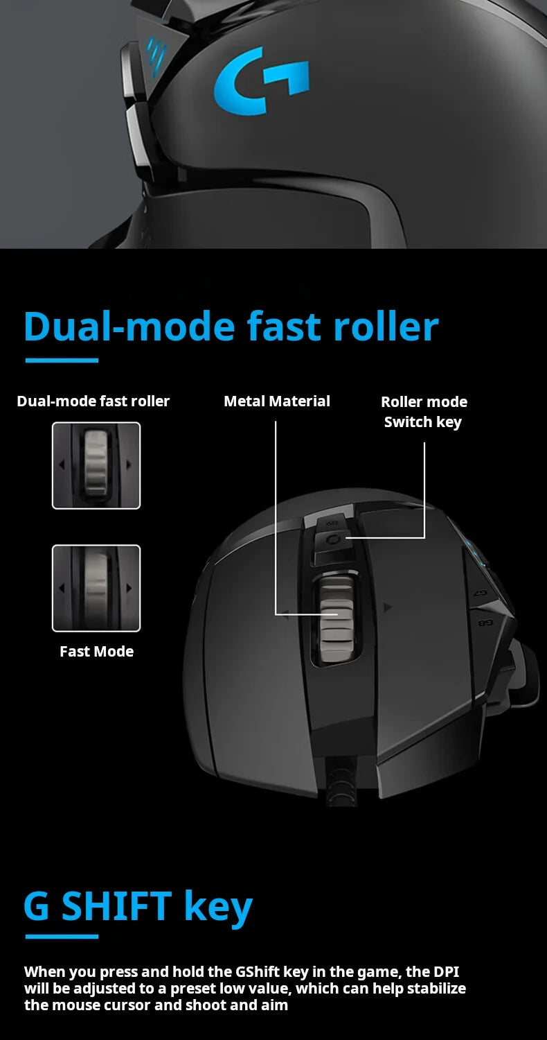 Logitech G502 HERO câble souris de jeu e-sports manger du poulet souris mécanique lumière rvb peut être équilibrée pour manger du poulet Macro Prog