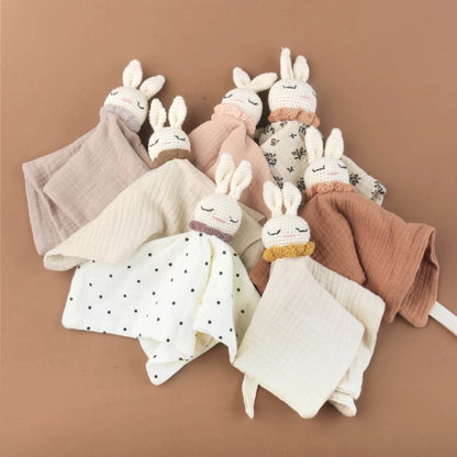 Bébé bébé apaiser serviette réconfortante Crochet lapin rot tissu sommeil apaisant poupée jouet pacifier sucette bavoir pour les