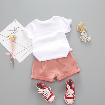 Ensemble de vêtements d'été pour bébés filles, T-Shirt et short mignons, 2 pièces/ensembles, tenues décontractées pour nourrissons, vêtements pour tout-petits, survêtements pour enfants, nouvelle collection