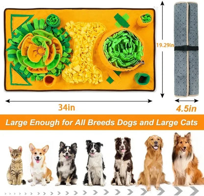 Grand tapis à renifler pour chiens, entraînement interactif pour animaux de compagnie et soulagement du Stress, tapis d'alimentation à renifler, mangeoire lente, tapis de friandises pour chiens, jouets pour chiens
