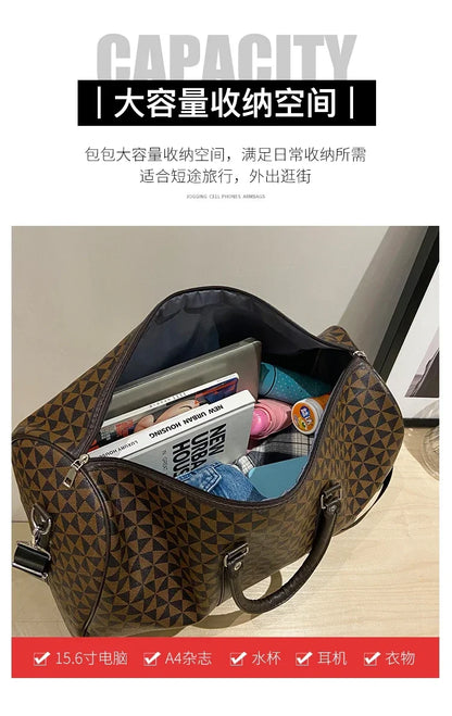Sacs de voyage rétro géométriques en PU pour femmes, grande capacité, sacs à bandoulière classiques de haute qualité, couleurs assorties, 2024