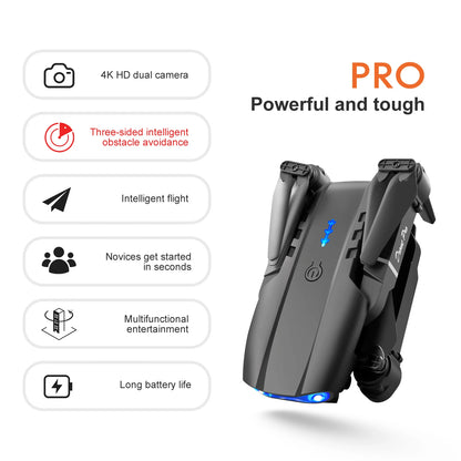 Drone professionnel E99 Pro avec caméra 4K, photographie aérienne, caméra HD pour touristes, évitement d'obstacles à trois côtés, quadrirotor