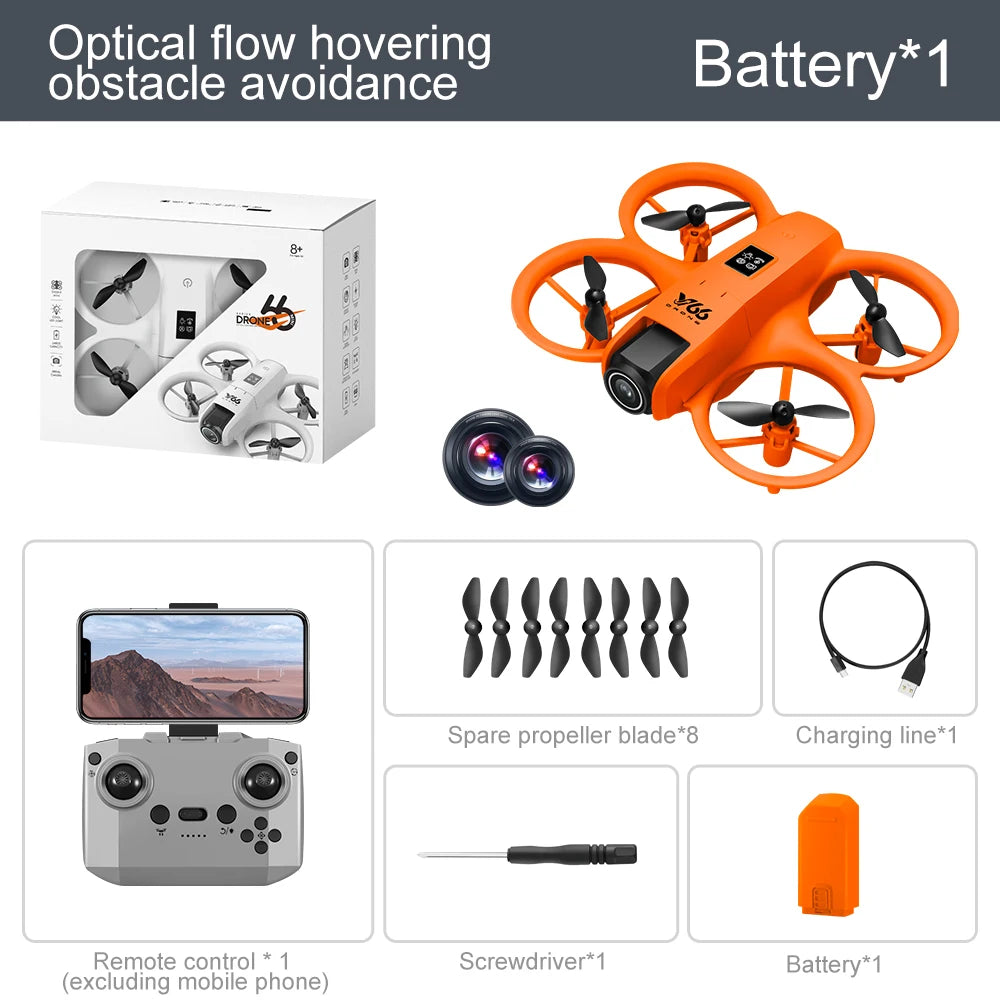 V66 Mini Drone 4K professionnel double caméra Mode sans tête évitement d'obstacles WiFi FPV Dron 360 °   Jouets quadrirotor RC à rabat pour enfants
