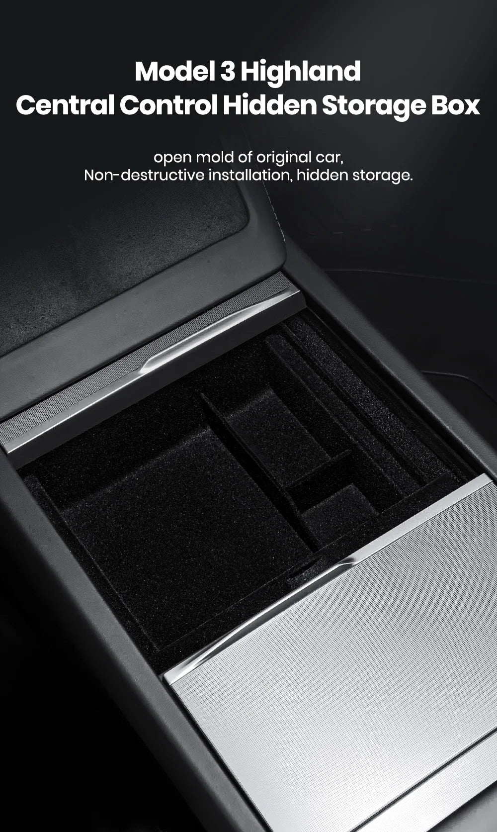 Accoudoir central caché, boîte de rangement, support de verre, organisateur de Console, accessoires pour Tesla modèle 3 Highland 2025 modèle Y 2021 – 2025