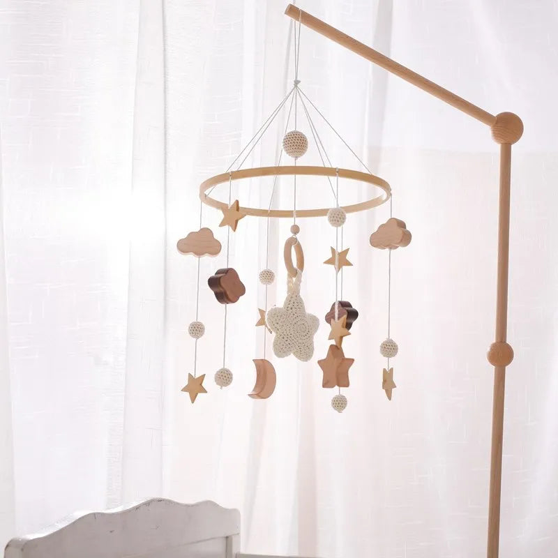 Berceau de bébé lit Mobile cloche hochet jouets en bois Crochet étoiles pendentif lit cloche jouets nouveau-né confort berceau support suspendus jouets cadeaux