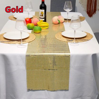 Chemin de Table Disco à paillettes, 7 couleurs, miroir, feuille d'or/argent, décoration de Table à manger métallique pour fête de mariage, anniversaire