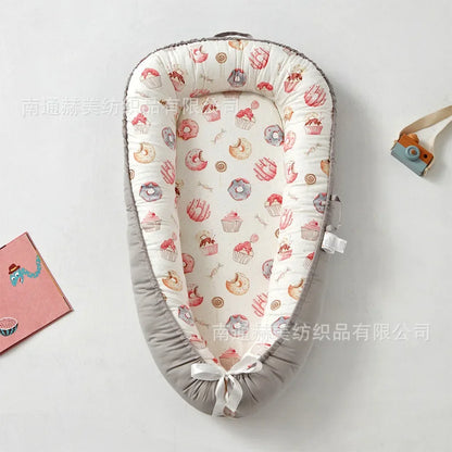 Lit de voyage pour bébé en bas âge, berceau en coton pour nouveau-né, berceau pare-chocs, nouveau lit nid de bébé 85x50cm avec oreiller, berceau Portable