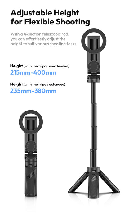 Ulanzi JJ03 trépied de téléphone magnétique sans fil poignée de téléphone Selfie bâton trépied de bureau pour iPhone 16 15 14 13 Pro Pro Max