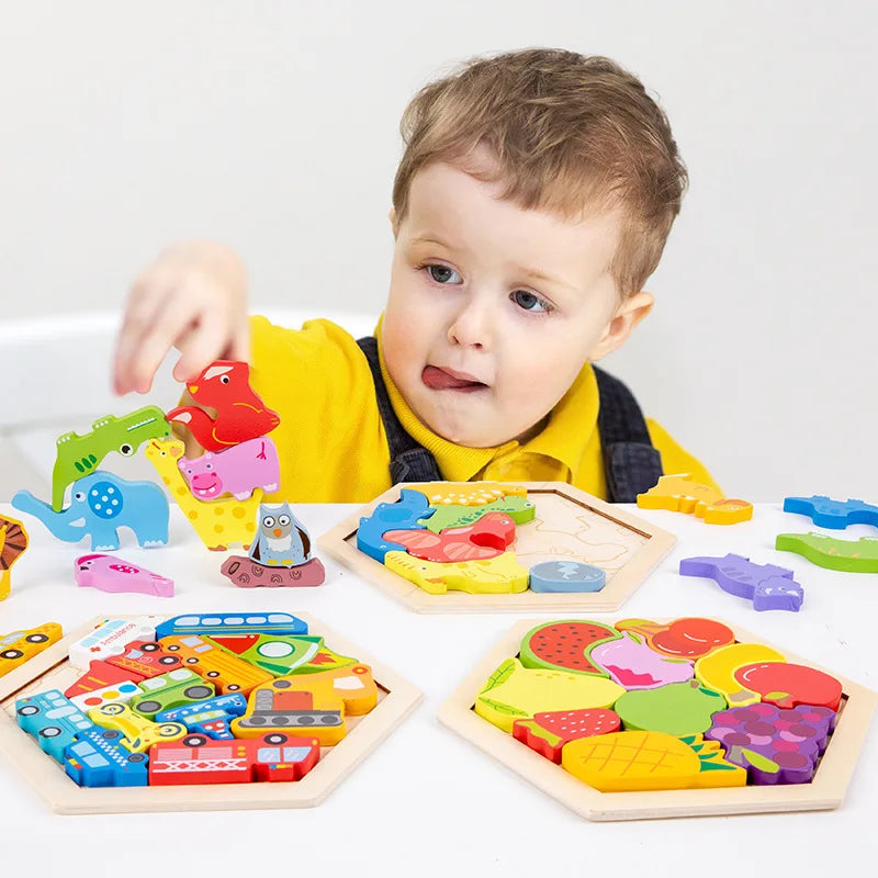 Jouet pour bébé Puzzle en bois Puzzle 3D créatif pour le développement de l'intelligence des enfants Ealy jouet éducatif pour les enfants