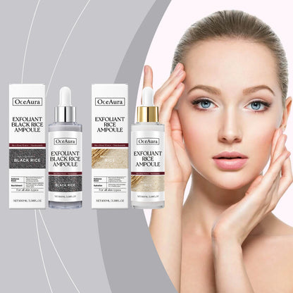 Sérum hydratant pour le visage, nourrit la peau sèche, Essence éclaircissante, ligne Fine lisse, rétrécit les Pores, Toner, liquide exfoliant au riz noir