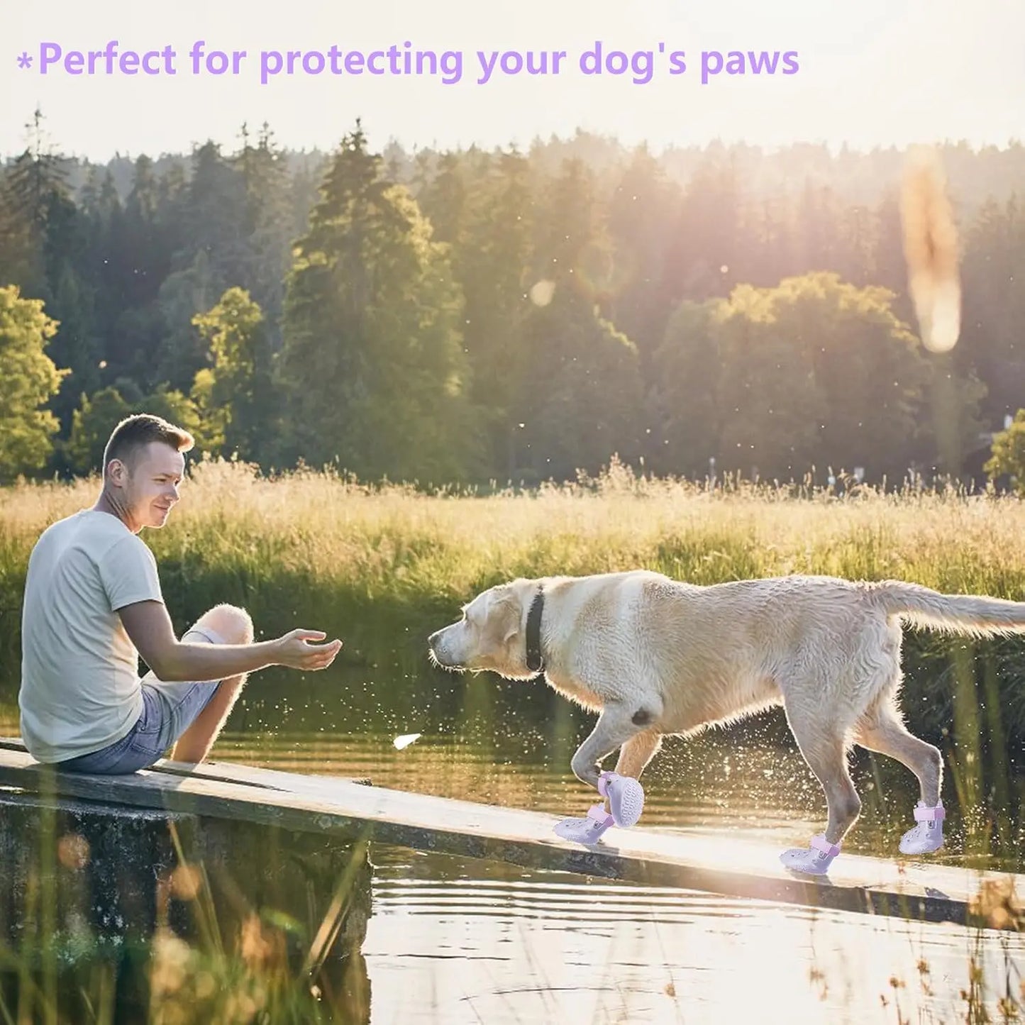 ATUBAN Chaussures pour chiens, sandales pour chaussons chauds, bottes d'extérieur pour chiens, chaussons antidérapants et imperméables pour l'hiver, jour enneigé et été