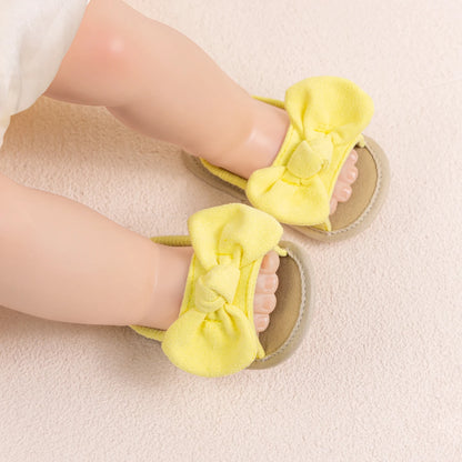 Été bébé filles sandales mode nœud semelle souple chaussures décontractées coton confortable enfant en bas âge chaussures plage bébé sandales 0-18 mois