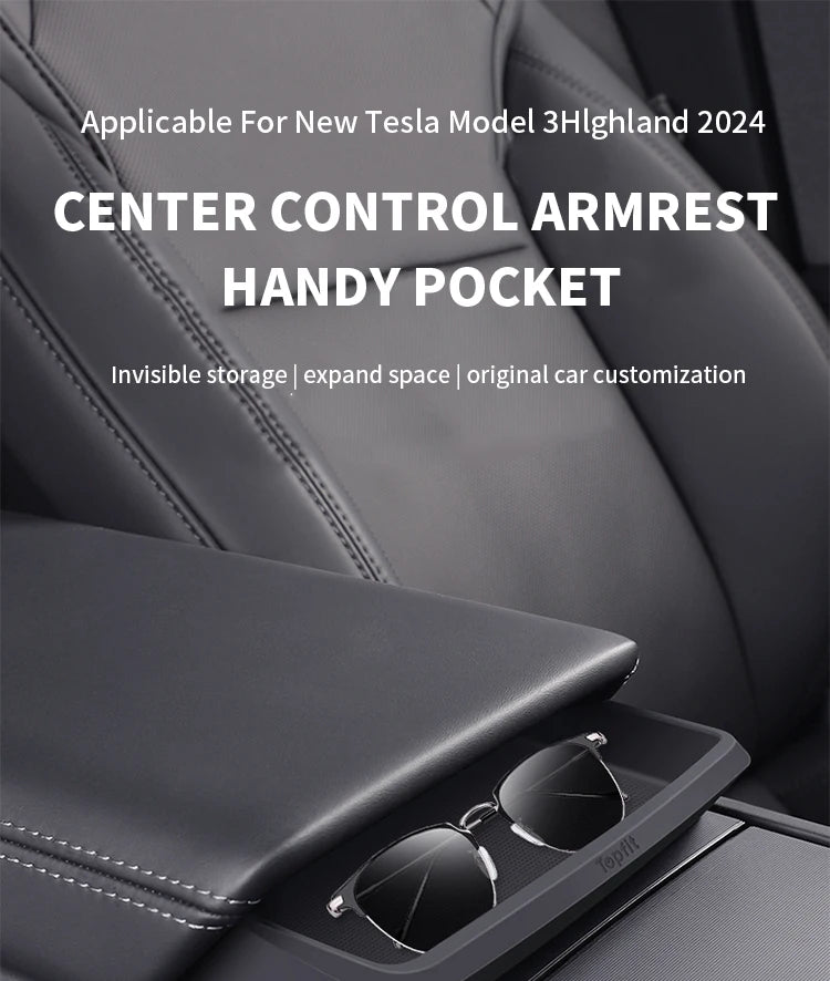 Boîte de rangement d'accoudoir Central pour Tesla modèle Y/3/3, étui de rangement pour lunettes de voiture Highland, accessoire multifonctionnel pour téléphone, nouveauté 2024