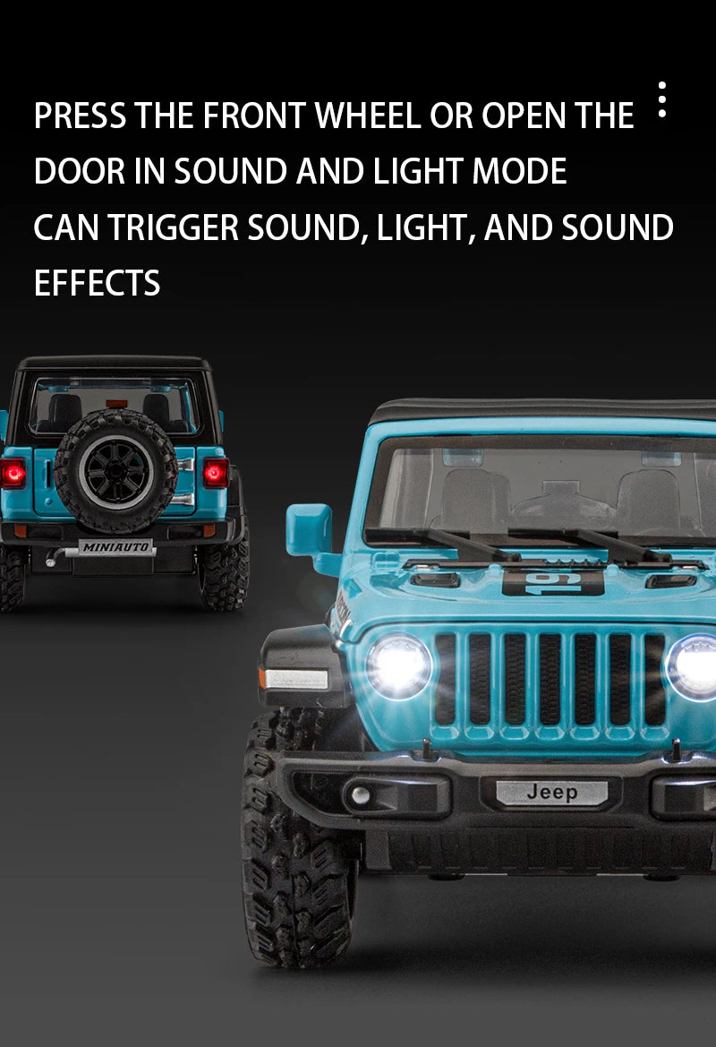 Tout-terrain 7 portes pour modèle de voiture jouet Wrangler moulé sous pression, véhicule en alliage métallique à l'échelle 1/32 pour enfants garçons filles adultes, portes ouvertes, légères
