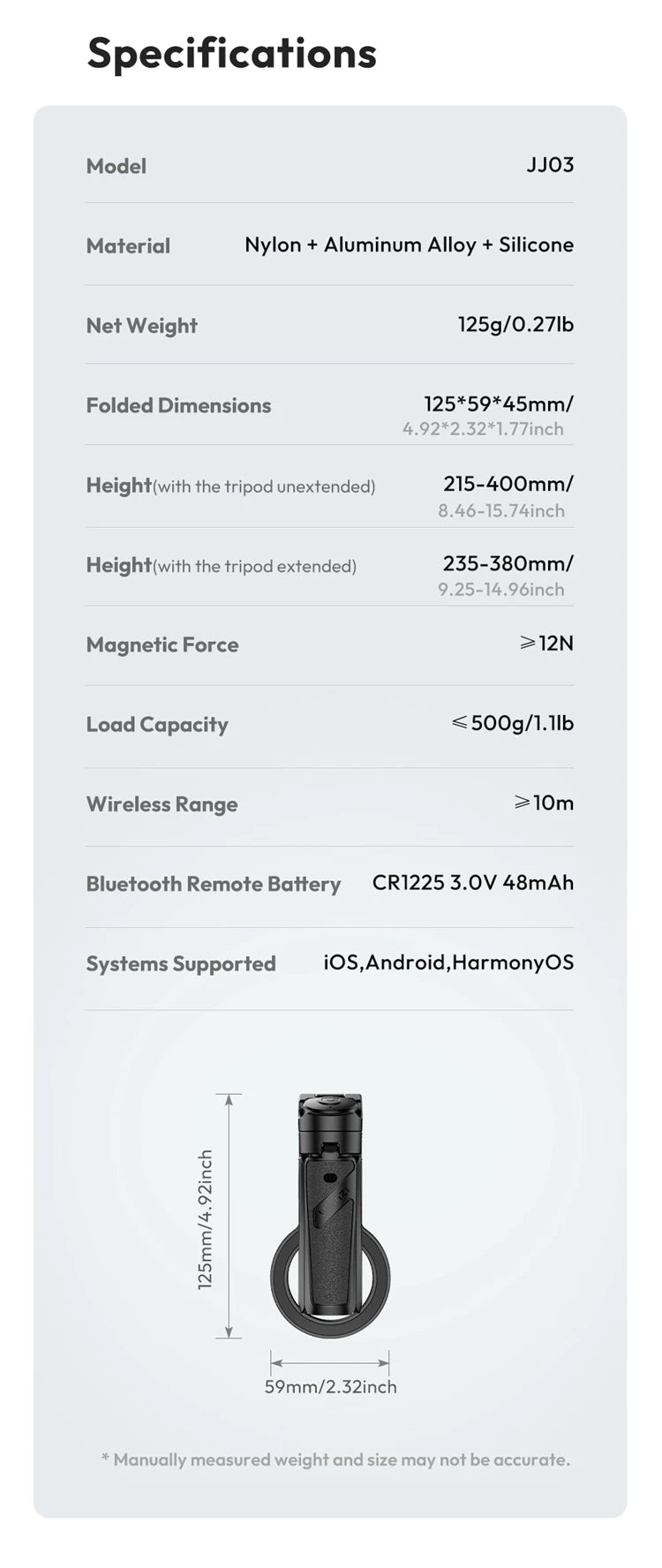 Ulanzi JJ03 perche à Selfie magnétique trépied de téléphone pour iPhone 16 15 14 13 12 Pro Max Magsafe Smartphone poignée sans fil support de bureau
