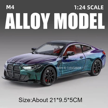Modèle de voiture jouet Miniature M4 760Li 1:24, en alliage moulé sous pression, son et lumière, portes ouvertes, traction arrière, Absorption des chocs, véhicules jouets, cadeaux pour enfants