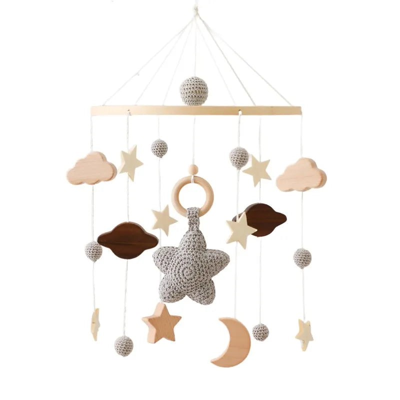 Berceau de bébé lit Mobile cloche hochet jouets en bois Crochet étoiles pendentif lit cloche jouets nouveau-né confort berceau support suspendus jouets cadeaux