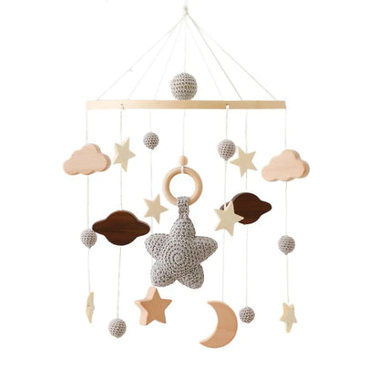 Berceau de bébé lit Mobile cloche hochet jouets en bois Crochet étoiles pendentif lit cloche jouets nouveau-né confort berceau support suspendus jouets cadeaux