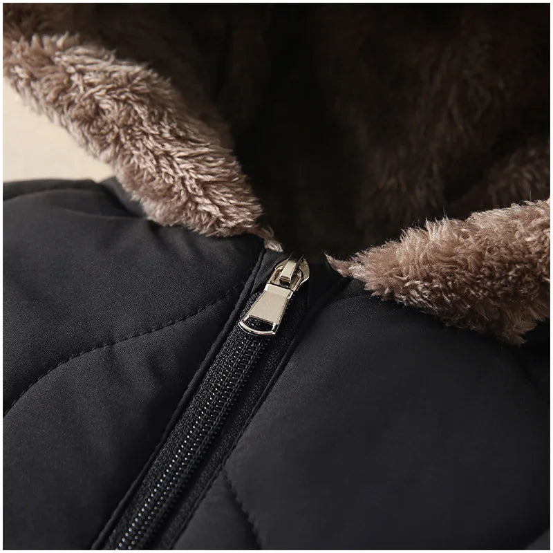 KLFLGD0-3 ans hiver bébé vêtements de plein air doublure en fourrure chaud enfant en bas âge fille garçon combinaison dessin animé plus velours bébé combinaison