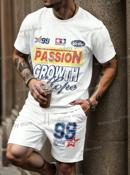 Été nouveau survêtement pour hommes de luxe imprimé T-shirt + ensemble short et haut tenue de Sport costume de Jogging en plein air Streetwear surdimensionné hommes vêtements