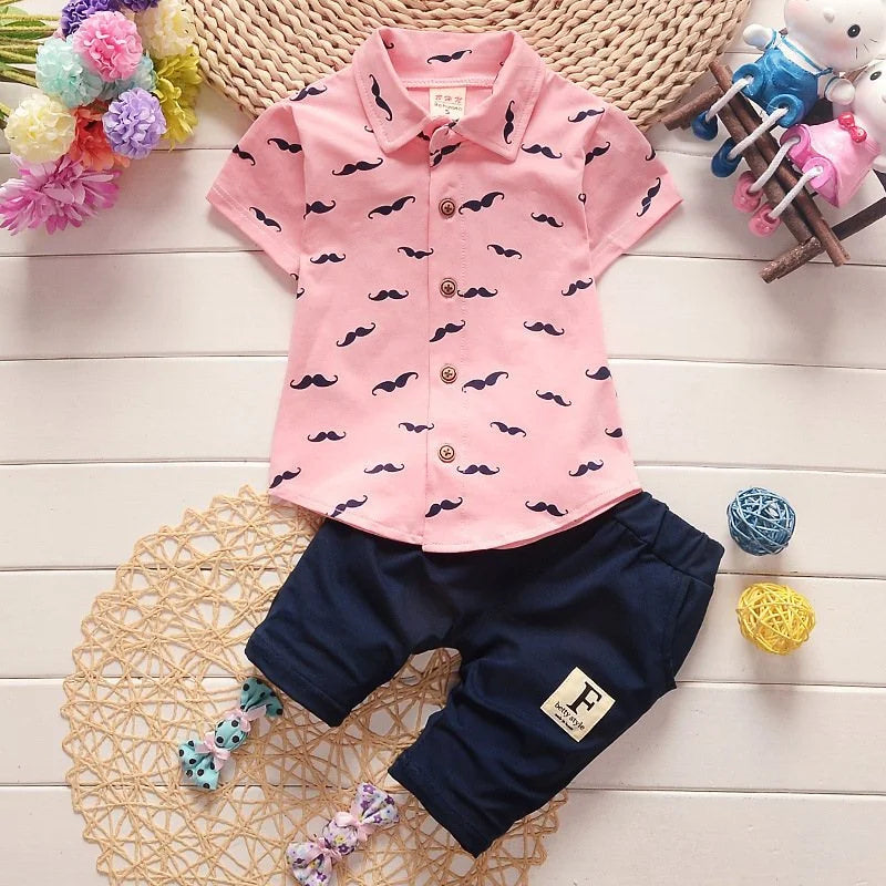 Costume d'été pour garçon, chemise imprimée à manches courtes + Short, en coton, vêtements mignons pour bébé, nouvelle collection