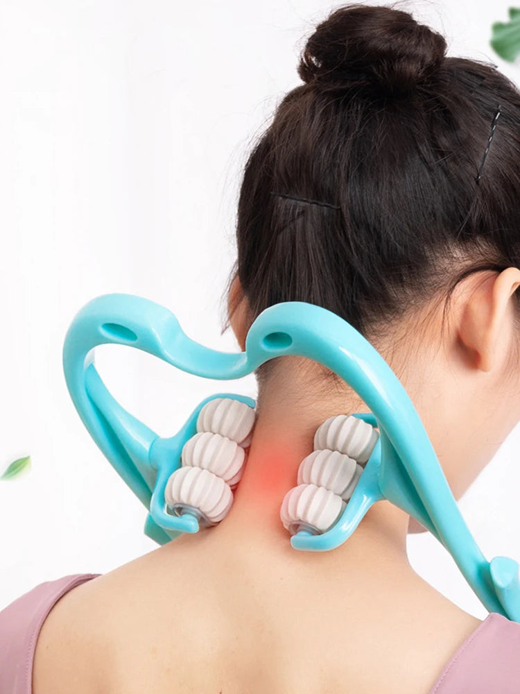 Masseur Cervical manuel à Six roues pour le cou, le dos et la taille, soulagement de la Tension musculaire et Relaxation, outil thérapeutique roulant