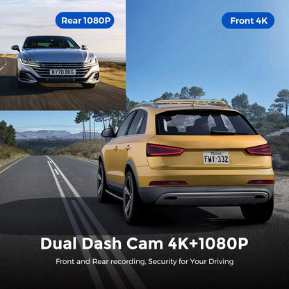 UHD 4K WiFi Dash Cam double objectif enregistreur de conduite voiture DVR en option 1080P caméra à objectif arrière GPS 24H surveillance du stationnement boîte noire