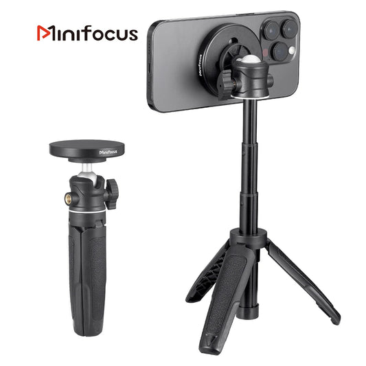 Trépied magnétique pour smartphone MagSafe, mini perche à selfie extensible à 360 °, support de trépied à tête sphérique, poignée pour iPhone 14, 13, 12