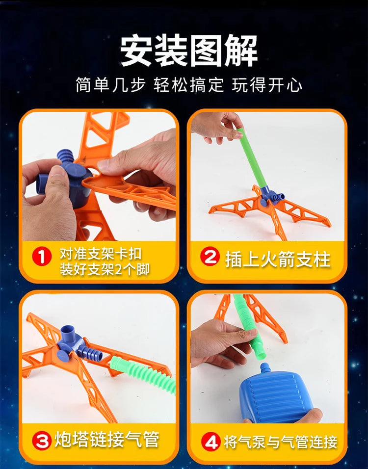 Lanceur de fusée pour enfants, pompe à pas, puissance pressée à Air, jeux familiaux en plein Air, cadeaux d'anniversaire, jouets de sport pour enfants